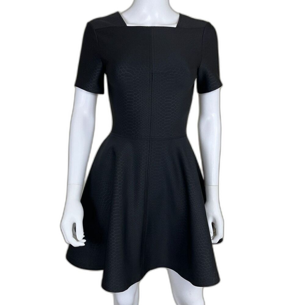Ted Baker Melisse Womens Size 0 Black Snake Embossed Suba Fit & Flare Mini Dress